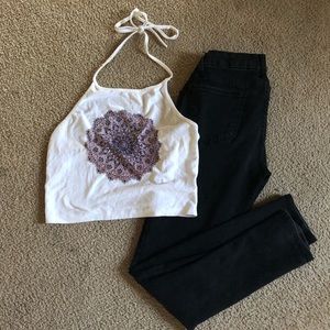 Designed haltered crop top